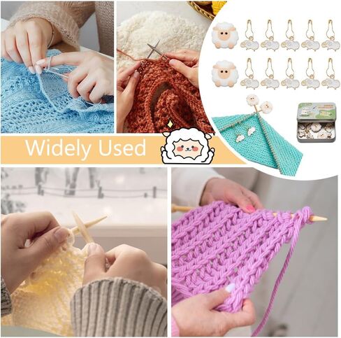 NBEADS 12 Pcs Stitch Markers Kits, Including 10 Pcs Sheep Stitch Markers 2 Pcs Sheep Knitting Needle Stoppers DIY Knitting Tool Sets Alloy Enamel Knitting Stitch Markers for Handmade Crafts in Saudi Arabia
