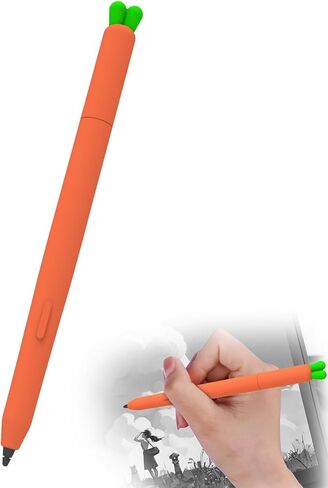 LOVE MEI Carrot Silicone Pencil Case Compatible with Galaxy Tab S11, S11 Ultra Lite, Non-Slip S Pen Cover Sleeve with Smooth Grip (OrangeB) in Saudi Arabia