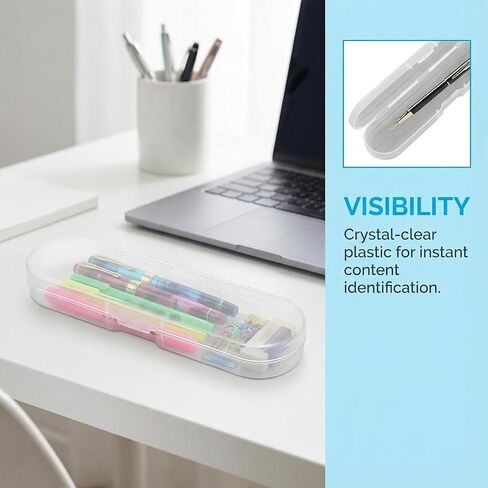 YAFIYGI 2Pcs Clear Plastic Pencil Case Small Slim Hard Storage Box Long Polypropylene Container for Paint Brushes Pens Accessories Craft Item Makeup Screws Drills and Learning Supplies in Saudi Arabia