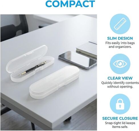 YAFIYGI 2Pcs Clear Plastic Pencil Case Small Slim Hard Storage Box Long Polypropylene Container for Paint Brushes Pens Accessories Craft Item Makeup Screws Drills and Learning Supplies in Saudi Arabia