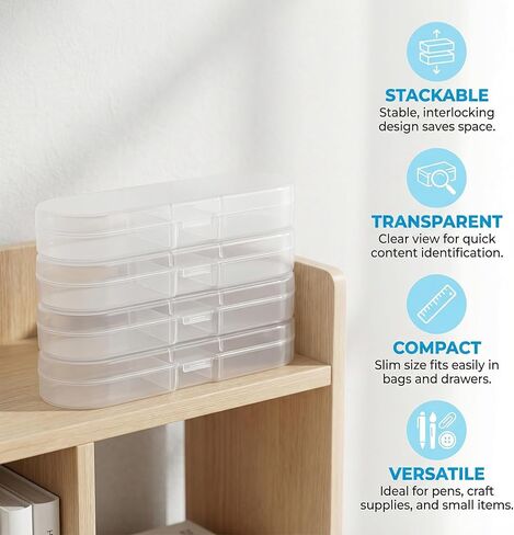 YAFIYGI 2Pcs Clear Plastic Pencil Case Small Slim Hard Storage Box Long Polypropylene Container for Paint Brushes Pens Accessories Craft Item Makeup Screws Drills and Learning Supplies in Saudi Arabia