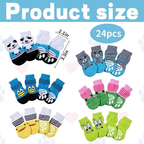 24 Pcs Cat Mittens to Prevent Scratching, Cat Booties with Adjustable Straps, Soft Fabric for Comfort, 6 Fun Designs, Protects Furniture and Floors in Saudi Arabia