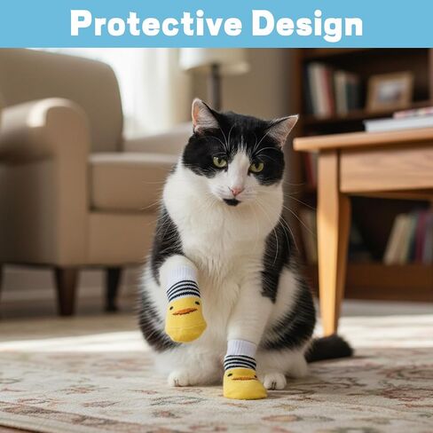 24 Pcs Cat Mittens to Prevent Scratching, Cat Booties with Adjustable Straps, Soft Fabric for Comfort, 6 Fun Designs, Protects Furniture and Floors in Saudi Arabia