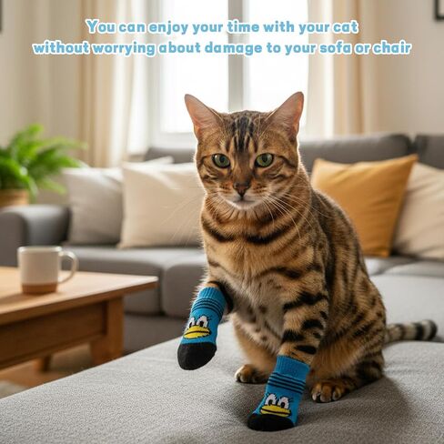 24 Pcs Cat Mittens to Prevent Scratching, Cat Booties with Adjustable Straps, Soft Fabric for Comfort, 6 Fun Designs, Protects Furniture and Floors in Saudi Arabia
