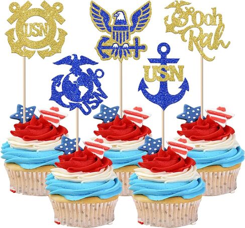 Rsstarxi 24 Pack Military Themed Cupcake Toppers Air Force Party Decorations USAF Retired Cupcake Picks for Military Themed Congrats Retirement Birthday Party Cake Decorations Favors in Saudi Arabia