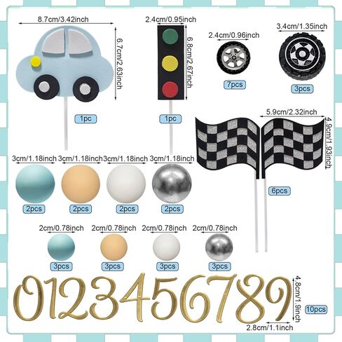48 قطعة زينة كعكة السيارة سباق كعكة القبعات العالية سباق عجلة الإطارات كعكة الزينة متقلب العلم لسباق موضوع حفلة عيد ميلاد لوازم in Kuwait