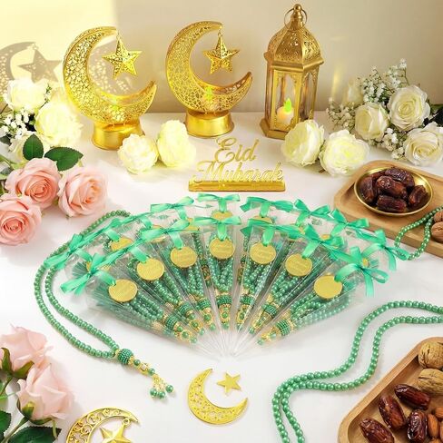 Ferreve 24 Sets Islamic Prayer Beads Bulk Ramadan Eid Gifts Muslim Party Favors Eid Mubarak Pearl Prayer Beads for Ramadan Islamic Festival Party Favor Wedding Bridal Shower Gifts(White) in Saudi Arabia