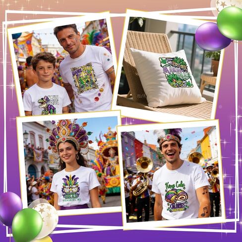 20Pcs Mardi Gras Dtf Transfers Ready to Press Fat Tuesday Iron on Transfers for Tshirts Carnival Mask Crown Heat Transfer Vinyl Stickers for Clothing Pillows Bag DIY Crafts in Saudi Arabia