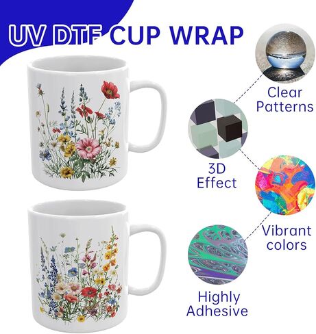 12PCS UV DTF Cup Wrap,Flowers UV DTF Cup Wraps Transfer Stickers,Easy to Operate and Design,Suitable for Party Decoration, Birthday Decoration, Home Decoration in Saudi Arabia