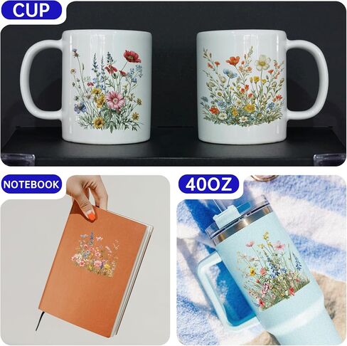 12PCS UV DTF Cup Wrap,Flowers UV DTF Cup Wraps Transfer Stickers,Easy to Operate and Design,Suitable for Party Decoration, Birthday Decoration, Home Decoration in Saudi Arabia