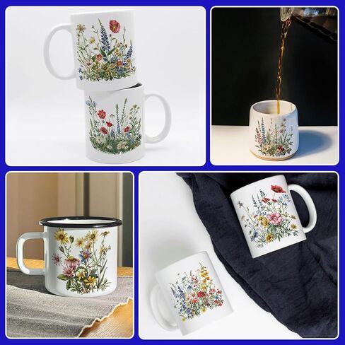 12PCS UV DTF Cup Wrap,Flowers UV DTF Cup Wraps Transfer Stickers,Easy to Operate and Design,Suitable for Party Decoration, Birthday Decoration, Home Decoration in Saudi Arabia