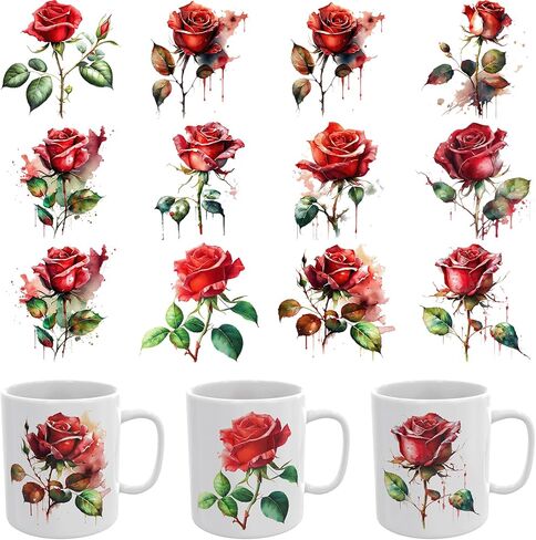 12PCS UV DTF Cup Wrap,Flowers UV DTF Cup Wraps Transfer Stickers,Easy to Operate and Design,Suitable for Party Decoration, Birthday Decoration, Home Decoration in Saudi Arabia