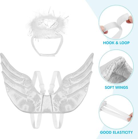 زي Totority Angel Wings للحيوانات الأليفة، مجموعة أجنحة الملاك القابلة للتعديل للقطط والكلاب الصغيرة، حفلة عيد الهالوين التنكرية، ملابس ناعمة للحيوانات الأليفة لالتقاط الصور in Saudi Arabia