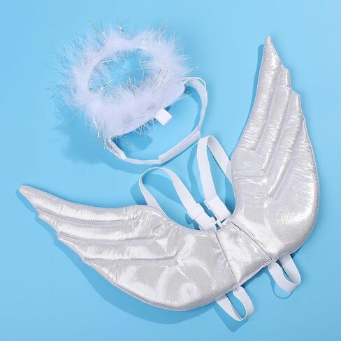 زي Totority Angel Wings للحيوانات الأليفة، مجموعة أجنحة الملاك القابلة للتعديل للقطط والكلاب الصغيرة، حفلة عيد الهالوين التنكرية، ملابس ناعمة للحيوانات الأليفة لالتقاط الصور in Saudi Arabia