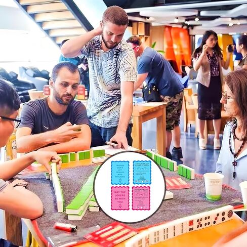 4 قطع من بطاقات Mahjong Shuffler لخلط وخلط البلاط وإكسسوارات Mahjong البلاستيكية هدايا لعشاق الألعاب تصميم مطبوع (نمط أزرق ووردي) in Saudi Arabia