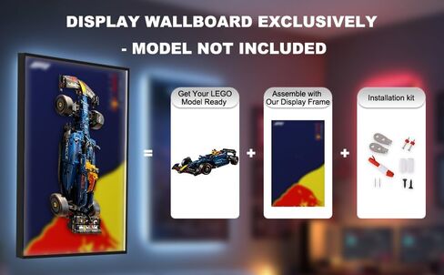 Display Case & Wall Frame for Lego F1 Speed Champions Red Bull RB20 42206 & Ferrari 42207, 50x80cm Aluminum Wall Mount Display (for Lego F1 Red Bull 42206, no Light) in Kuwait