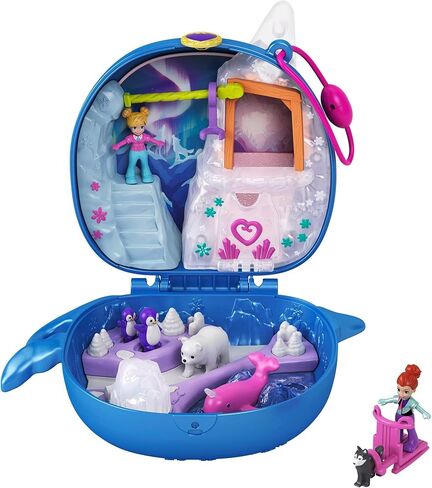 Polly Pocket Playset, Travel Toy with 2 Micro Dolls & Pet Accessories, Freezin' Fun Narwhal Compact Playset in Saudi Arabia