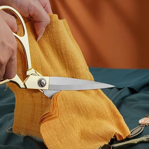 Tailor Scissors Stainless Steel, Heavy-Duty Sharp Blades, Gold Handle Design For Precision Fabric Cutting, Sewing, Quilting, 1PC in Saudi Arabia
