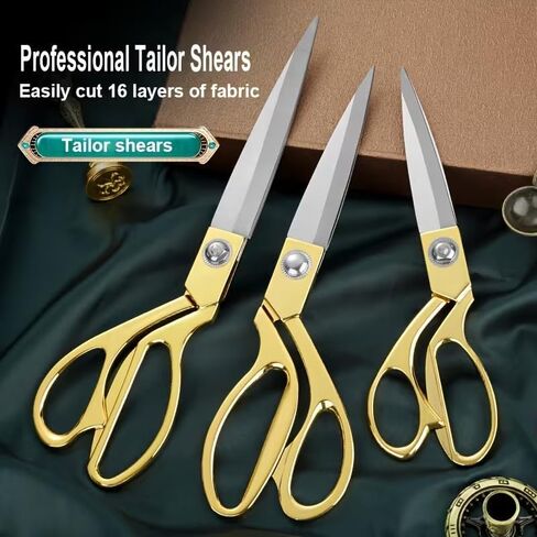Tailor Scissors Stainless Steel, Heavy-Duty Sharp Blades, Gold Handle Design For Precision Fabric Cutting, Sewing, Quilting, 1PC in Saudi Arabia