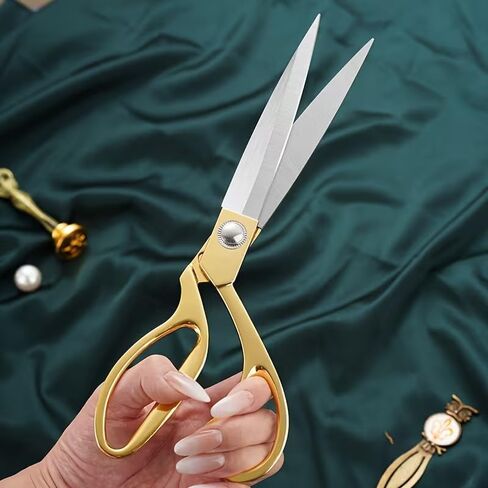 Tailor Scissors Stainless Steel, Heavy-Duty Sharp Blades, Gold Handle Design For Precision Fabric Cutting, Sewing, Quilting, 1PC in Saudi Arabia