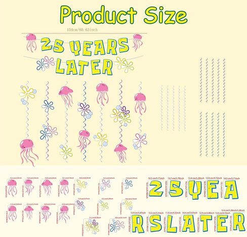 لافتة عيد ميلاد بعد 25 عامًا، لافتة إسفنجية من الكرتون، أسماك جيلي، دوامات معلقة، أكاليل حيوانات بحرية، لافتة معلقة لتزيين حفلات أعياد الميلاد، مستلزمات الحفلات in Kuwait