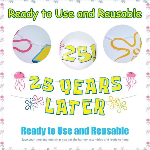 لافتة عيد ميلاد بعد 25 عامًا، لافتة إسفنجية من الكرتون، أسماك جيلي، دوامات معلقة، أكاليل حيوانات بحرية، لافتة معلقة لتزيين حفلات أعياد الميلاد، مستلزمات الحفلات in Kuwait