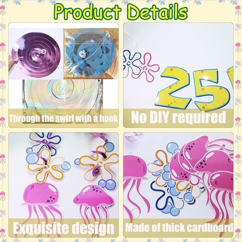 لافتة عيد ميلاد بعد 25 عامًا، لافتة إسفنجية من الكرتون، أسماك جيلي، دوامات معلقة، أكاليل حيوانات بحرية، لافتة معلقة لتزيين حفلات أعياد الميلاد، مستلزمات الحفلات in Kuwait