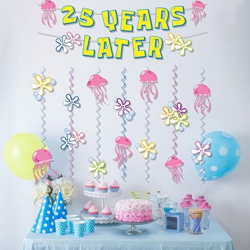 لافتة عيد ميلاد بعد 25 عامًا، لافتة إسفنجية من الكرتون، أسماك جيلي، دوامات معلقة، أكاليل حيوانات بحرية، لافتة معلقة لتزيين حفلات أعياد الميلاد، مستلزمات الحفلات in Kuwait