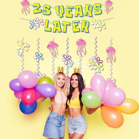 لافتة عيد ميلاد بعد 25 عامًا، لافتة إسفنجية من الكرتون، أسماك جيلي، دوامات معلقة، أكاليل حيوانات بحرية، لافتة معلقة لتزيين حفلات أعياد الميلاد، مستلزمات الحفلات in Kuwait