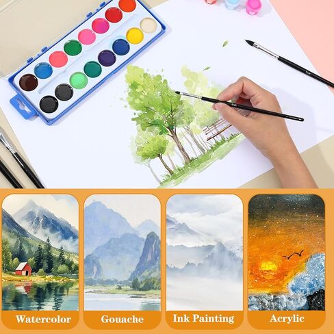 مجموعة فرش الألوان المائية لسان القطط، 4 قطع فرشاة طلاء مائية احترافية للرسم، فرش مثالية للرسم الأكريليك in Kuwait