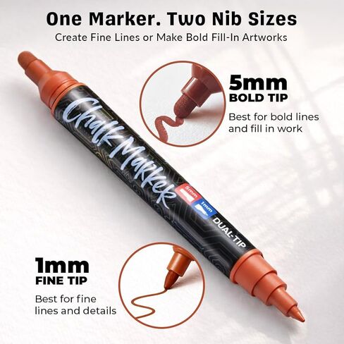 Chalkola Dual Tip Liquid Chalk Markers for Blackboard (8 Earthy Colors, 1mm+5mm Fine, Bold) - Pastel Dry Erase Marker Pens for Chalkboards Signs, Car Windows, Glass - Erasable Chalkboard Markers in Saudi Arabia