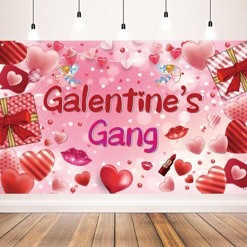 خلفية يوم Galentines - لافتة للسيدات لديكورات يوم Galentines، مقاس 71x43 بوصة in Saudi Arabia