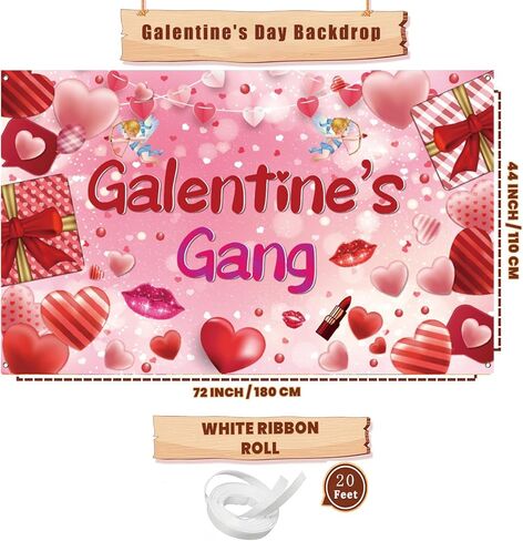 خلفية يوم Galentines - لافتة للسيدات لديكورات يوم Galentines، مقاس 71x43 بوصة in Saudi Arabia
