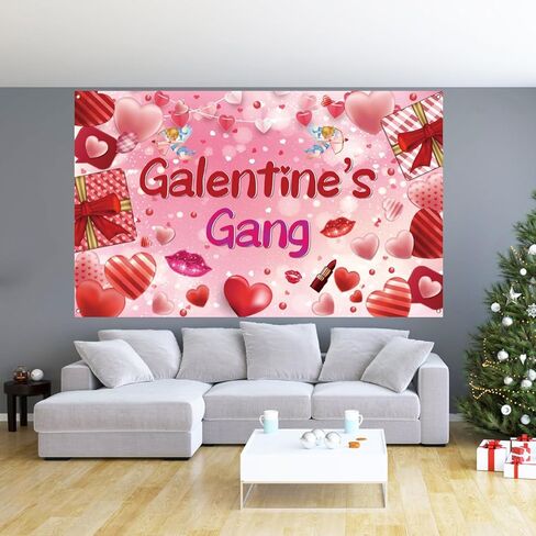 خلفية يوم Galentines - لافتة للسيدات لديكورات يوم Galentines، مقاس 71x43 بوصة in Saudi Arabia