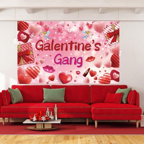 خلفية يوم Galentines - لافتة للسيدات لديكورات يوم Galentines، مقاس 71x43 بوصة in Saudi Arabia