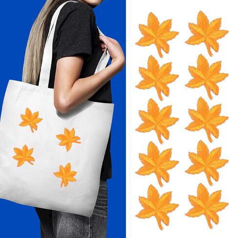 Thanksgiving Iron on Patches Yellow Maple Embroidered Patch Fall Assorted Repair Sew Applique Clothing Jacket Jeans Backpack Hat Decoration for Autumn Thanksgiving Party Supplies (Yellow Maple) in Saudi Arabia