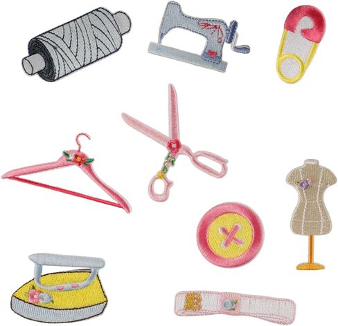 9 Pcs Clothes Hanger Sewing Patches Scissors Iron On Sewing Machine Repair for Clothing Jeans Backpacks in Saudi Arabia