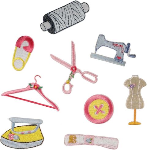 9 Pcs Clothes Hanger Sewing Patches Scissors Iron On Sewing Machine Repair for Clothing Jeans Backpacks in Saudi Arabia