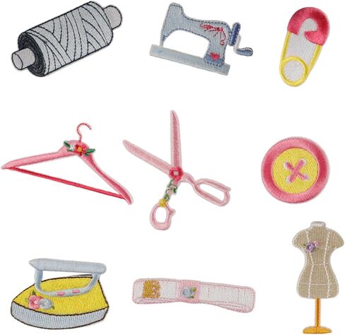 9 Pcs Clothes Hanger Sewing Patches Scissors Iron On Sewing Machine Repair for Clothing Jeans Backpacks in Saudi Arabia
