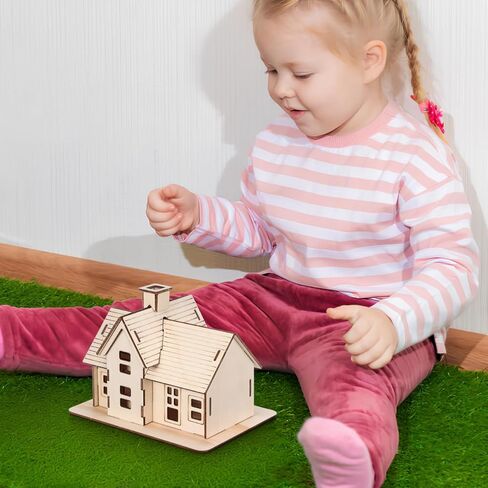 VOSAREA مجموعة واحدة من ألغاز نموذج منزل خشبي DIY للبالغين لتزيين المنزل والمكتب مع سطح أملس وسهل التجميع in Saudi Arabia