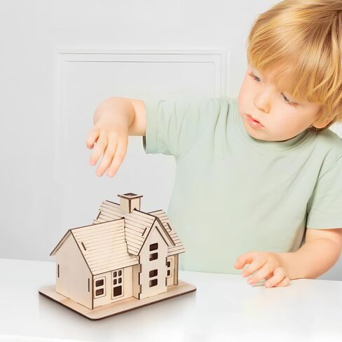 VOSAREA مجموعة واحدة من ألغاز نموذج منزل خشبي DIY للبالغين لتزيين المنزل والمكتب مع سطح أملس وسهل التجميع in Saudi Arabia