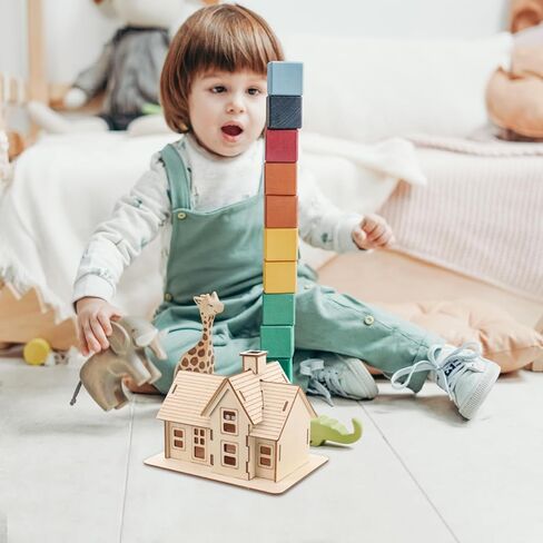 VOSAREA مجموعة واحدة من ألغاز نموذج منزل خشبي DIY للبالغين لتزيين المنزل والمكتب مع سطح أملس وسهل التجميع in Saudi Arabia