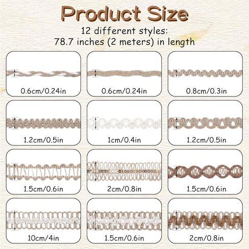 CCINEE 12 Rolls Jute Ribbons 20 Yards Lace Craft Ribbon Vintage Burlap Ribbons for Crafts Wrapping Gifts Wedding Party Decoration in Saudi Arabia