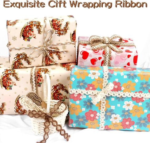 CCINEE 12 Rolls Jute Ribbons 20 Yards Lace Craft Ribbon Vintage Burlap Ribbons for Crafts Wrapping Gifts Wedding Party Decoration in Saudi Arabia