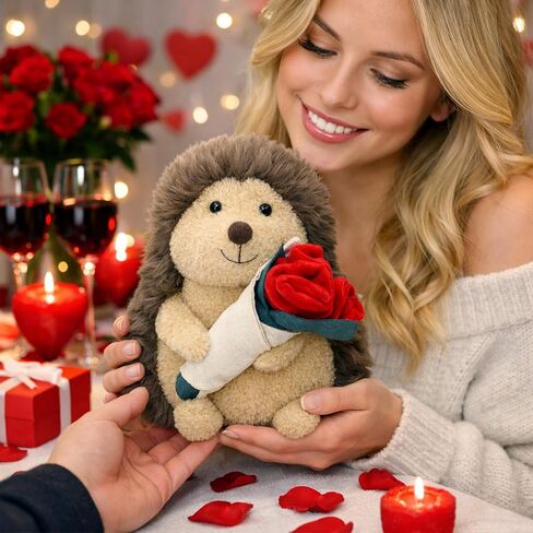 Hedgehog Plush Toy, Rose Bouquet Plush Hedgehog, Cute Stuffed Animal Doll, Valentine's Day, Birthday in Saudi Arabia