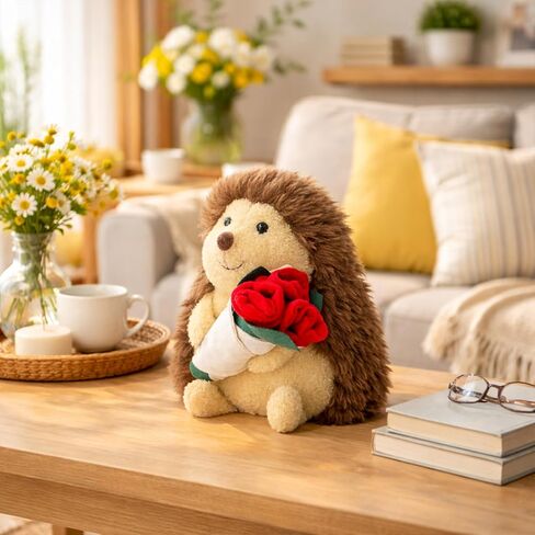 Hedgehog Plush Toy, Rose Bouquet Plush Hedgehog, Cute Stuffed Animal Doll, Valentine's Day, Birthday in Saudi Arabia