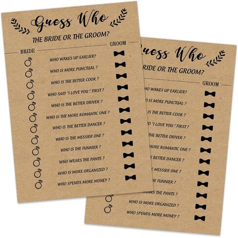 Sirjiera Bridal Shower Game, Guess Who The Bride or Groom Cards for Wedding, 30 Wedding Bridal Shower Party Game Ideas for Couple-to-Be, Who Knows The Bride and Groom Fun Activities Card Game in Kuwait