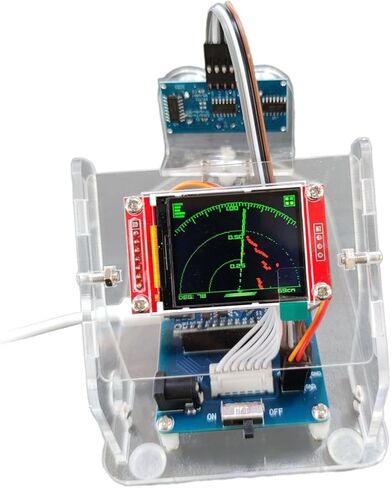 Ultrasonic Radar Sensors Module Kit RC Vehicles Radar Display Simple Assembly Scanning Sensors for 1/10 Scale RC Crawlers, 1.8 inch Screen Set in Saudi Arabia