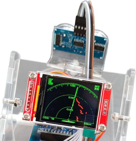 Ultrasonic Radar Sensors Module Kit RC Vehicles Radar Display Simple Assembly Scanning Sensors for 1/10 Scale RC Crawlers, 1.8 inch Screen Set in Saudi Arabia