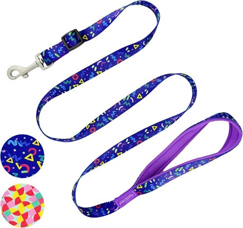 Designer Stylish Dog Leash 4.5ft Adjustable Length, Heavy Duty Strong Nylon Pet Leash with Soft Handle Tangle-Free Swivel, for Small Medium Large Dogs, Daily Wallking, Blue-Purple L in Saudi Arabia